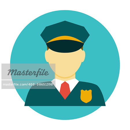 Policeman officer flat icon. Police avatar vector ilustration