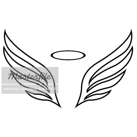Vector sketch of angel wings on white background