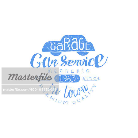 Car Service Blue Vintage Stamp Classic Cool Vector Design With Text Elements On White Background