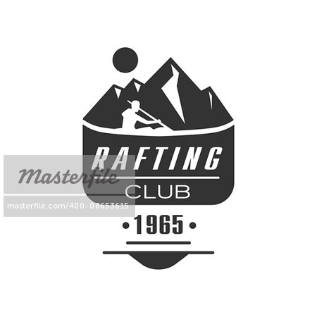 Rafting Club Emblem Classic Style Vector Logo With Calligraphic Text On White Background