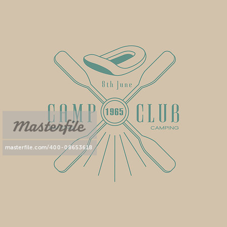 Rafting Camp Club Emblem Classic Style Vector Logo With Calligraphic Text On White Background