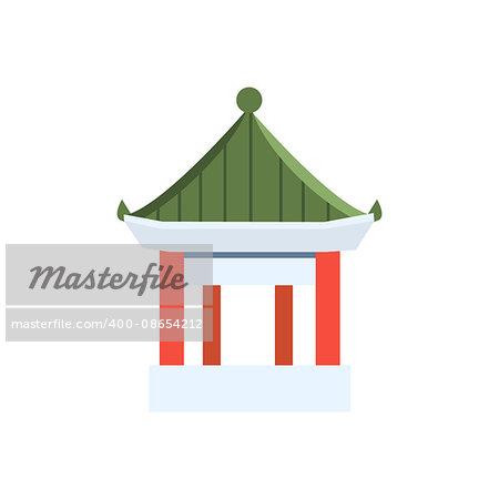 Small Chinese Pagoda Flat Bright Color Primitive Drawn Vector Icon Isolated On White Background
