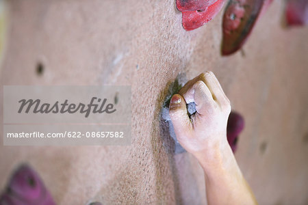 Close up of Japanese climbing athlete in action