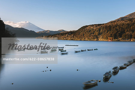 View of Mount Fuji from Lake Ashi in the morning, Hakone, Japan View of Mount Fuji from Lake Ashi in the morning, Hakone, Japan