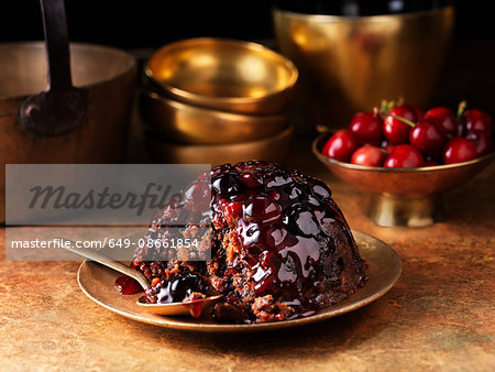 Black forest christmas pudding