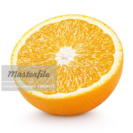 Half orange citrus fruit isolated on white with clipping path