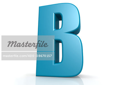 Isolated blue B alphabet with white background image with hi-res rendered artwork that could be used for any graphic design.