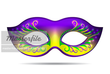 Mardi Gras mask isolated on white. Vector illustration