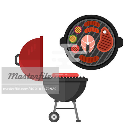 Grilled meat skewers, barbecue grill meat barbecue beef roast food. Vector grill meat steak dinner roast lunch and grill meat cooked pork. Gourmet protein fresh grill meat barbecue grilled food.