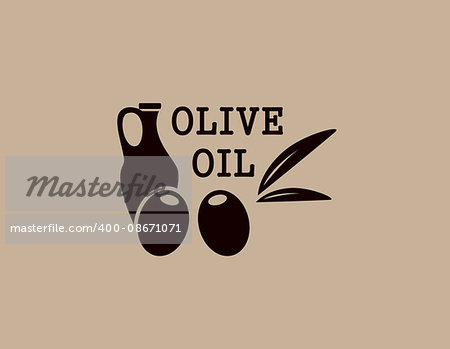 olive oil background with jug and two olive silhouette