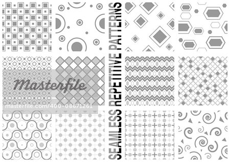 12 Seamless Patterns - Repetitive Background Textures Illustration, Vector