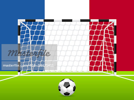 Abstract soccer background template with french flag in background