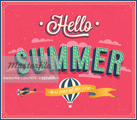 Hello summer typographic design. Vector illustration.