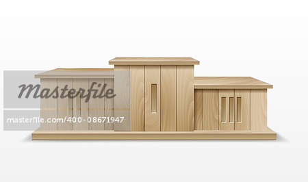 Wooden Winners Podium. Illustration of an award winner podium, made of wood, for business success and wealth podium. Vector illustration