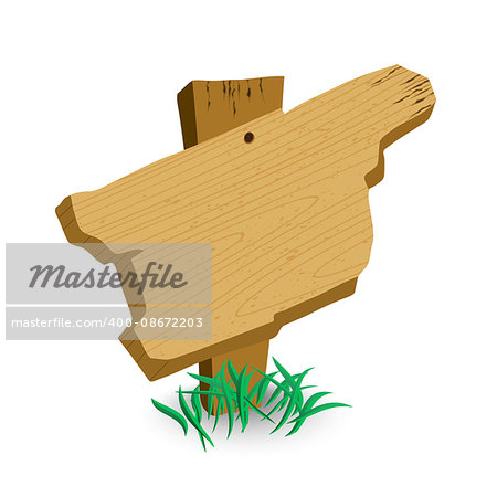 Wooden sign with green grass isolated on a white background