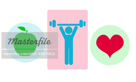 Fitness icons on white background
