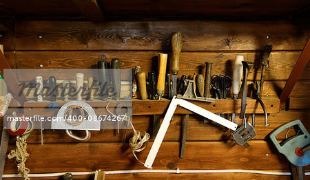 Various tools related to homework on wooden background