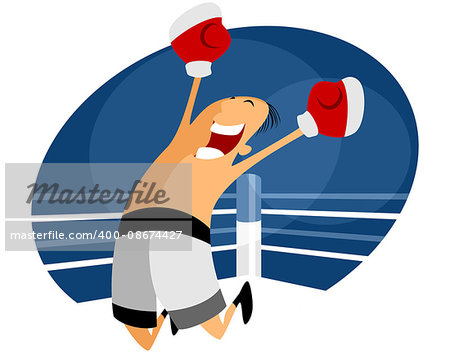 Vector illustration of a jumping boxer in white shorts