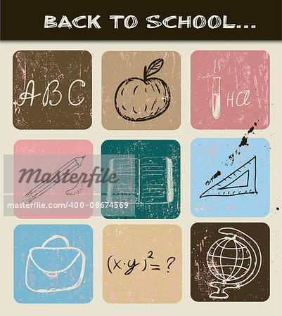 Back to school hand drawn poster. Vector illustration EPS10