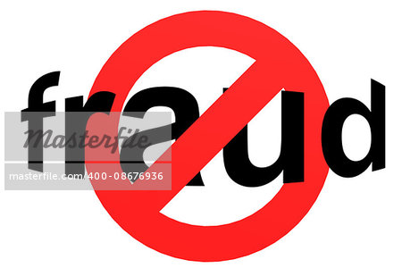 Stop fraud bride sign in red, 3D rendering