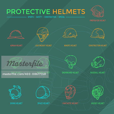 Sport, safety, construction and other special helmets