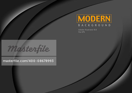 Abstract Black Curves Tech Background - Modern Illustration, Vector