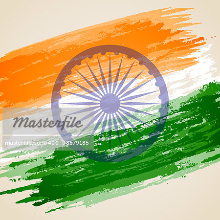 illustration of grungy Indian Flag for Indian Independence Day