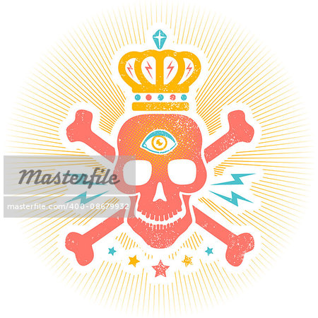 Vintage vector logo with skull and crown