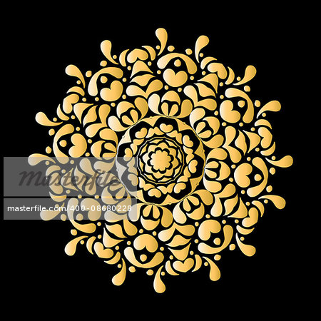 Mandala ornament, golden pattern for your design. Vector illustration