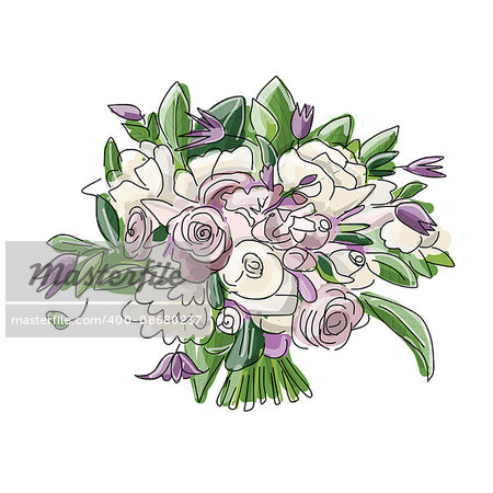 Floral wedding bouquet, sketch for your design. Vector illustration