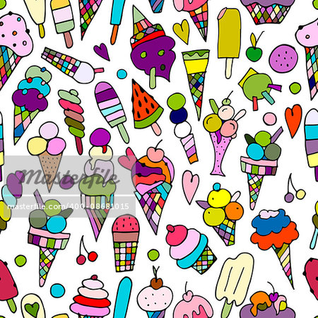 Icecream collection, seamless pattern for your design. Vector illustration