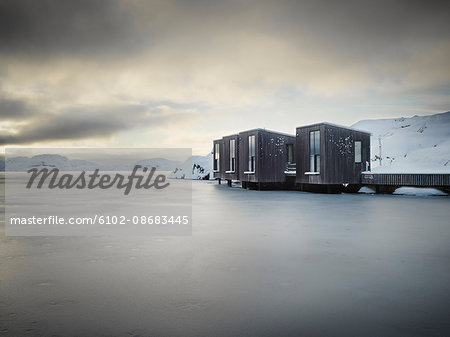 Modern houses on coast