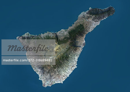 Satellite view of Tenerife, Canary Islands, Spain. It is the largest and most populous island of the seven Canary Islands. Volcano Mount Teide at center is the highest point of Spain, at 3718 m. This image was compiled from data acquired by Landsat 8 satellite in 2014. Satellite view of Tenerife, Canary Islands, Spain. It is the largest and most populous island of the seven Canary Islands. Volcano Mount Teide at center is the highest point of Spain, at 3718 m. This image was compiled from data acquired by Landsat 8 satellite in 2014.