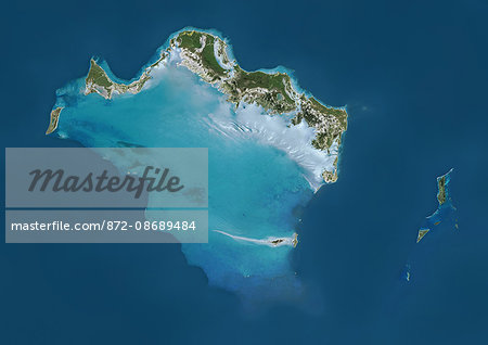 Satellite view of Turks and Caicos Islands. This image was compiled from data acquired by Landsat satellites.