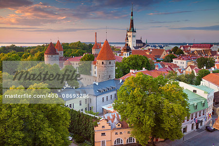 Image of Old Town Tallinn in Estonia during sunset.