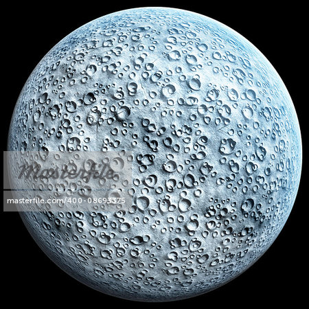 Full Moon with craters on a black background 3D illustration