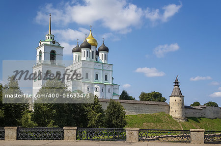 The Krom or Kremlin in Pskov, Russia,with the Trinity Cathedral