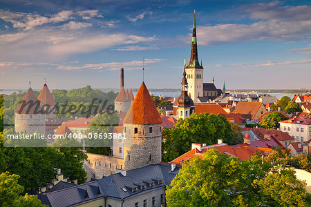 Image of Old Town Tallinn in Estonia during sunset.