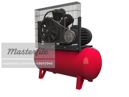 3D rendering air compressor, isolated on white background