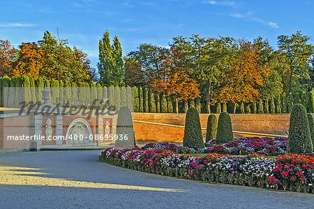 flower beds in Buen Retiro Park, Madrid, Spain