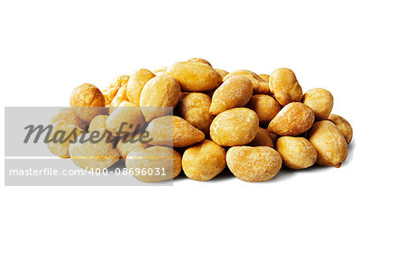 Studio shot of peanuts on white background.