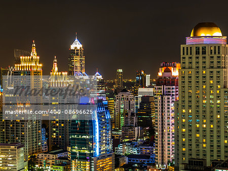 View of Skylines in Bangkok at night, Thailand