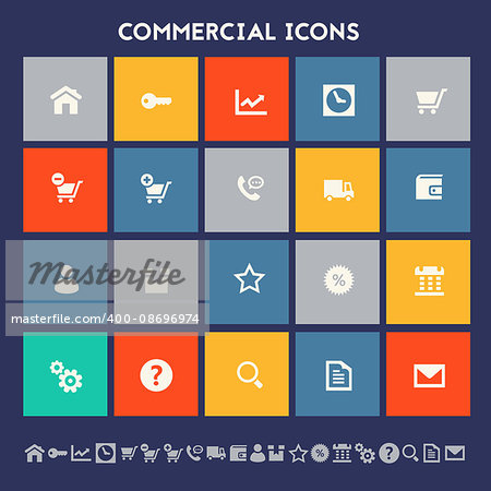 Modern flat design multicolored commercial icons collection
