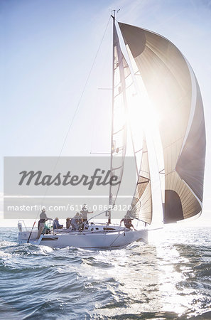 Sailboat on sunny ocean