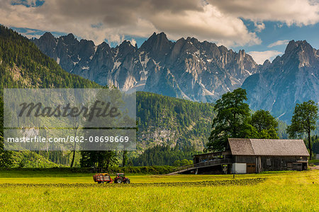 Rural mountain landscape, Gosau, Upper Austria, Austria