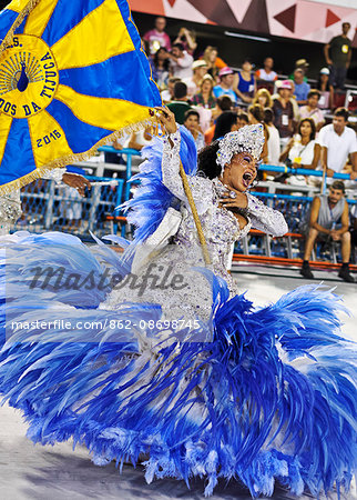 Brazil, State of Rio de Janeiro, City of Rio de Janeiro, Carnival Parade at The Sambadrome Marques de Sapucai.