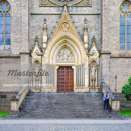 Czech Republic, Prague. Church of St Ludmila at Namesti Miru (Peace Square).