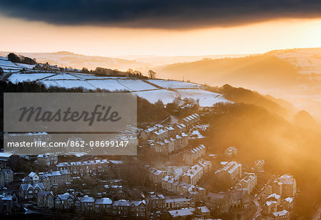 England, Hebden Bridge. A winter sunrise in the Pennines. England, Hebden Bridge. A winter sunrise in the Pennines.