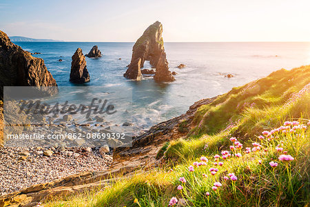 Crohy Head, County Donegal, Ulster region, Ireland, Europe. Sea arch stack and coastal cliffs.