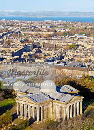 UK, Scotland, Lothian, Edinburgh, Calton Hill, Collective City Observatory viewed from Nelson Monument.